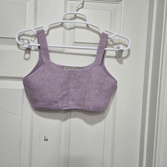 Everlane Purple Wool Blend Crop Tank Top XS Cozy Stretch Knit Minimalist - Picture 9 of 9